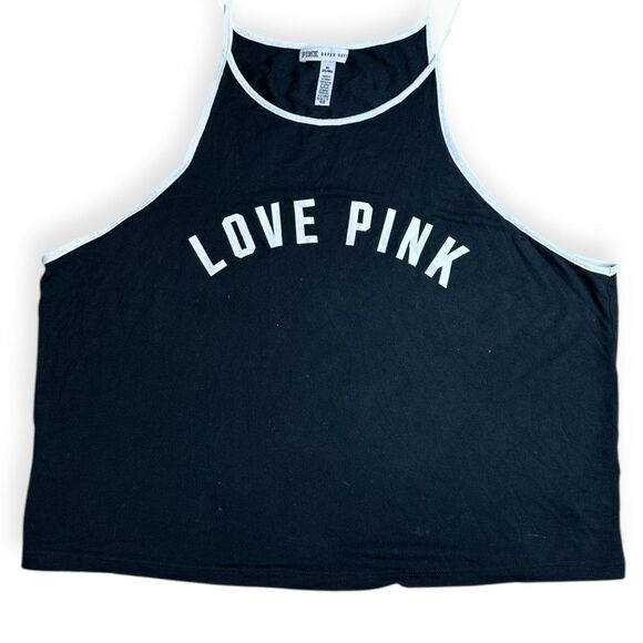 PINK Victoria's Secret Tops - PINK VICTORIA’S SECRET SUPER SOFT Women’s Black and White Trim High Neck Crop Ta